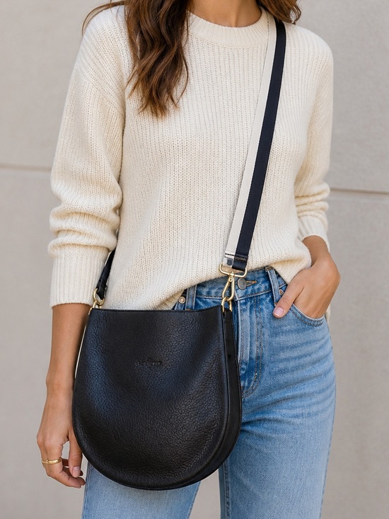 Madewell Handbags - Madewell The Transport Saddlebag True Black Leather Crossbody Bag Zip Closure